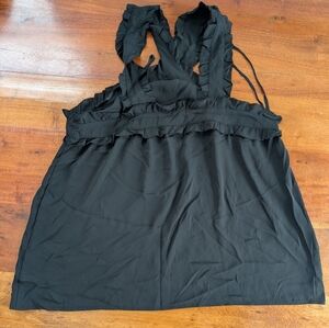 J.Crew | Black Drapery Criss Cross Ruffle Strap Tank | Size 6